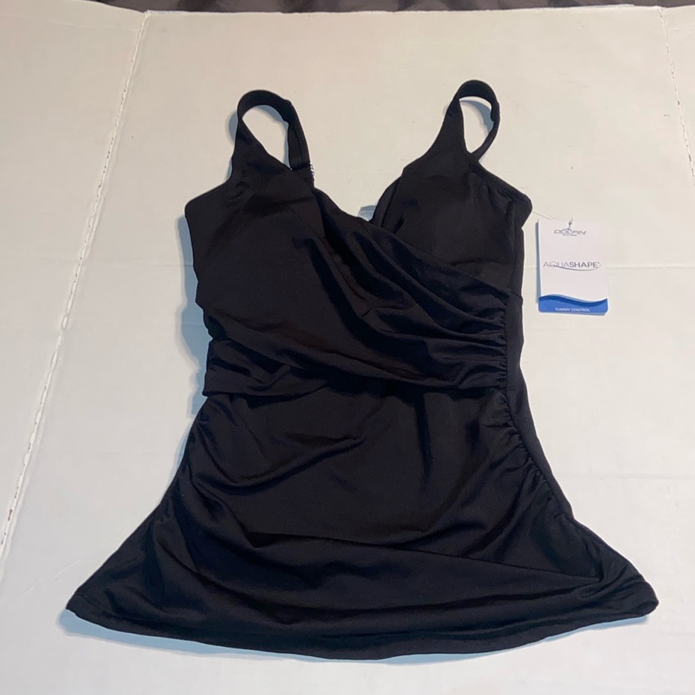 New with tag Tummy Control Aqua Shape black tankini top by Dolfin size XS